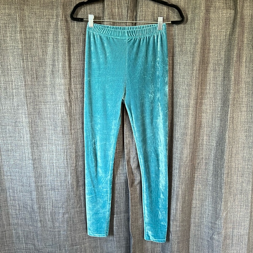 Blue crushed velvet leggings size small